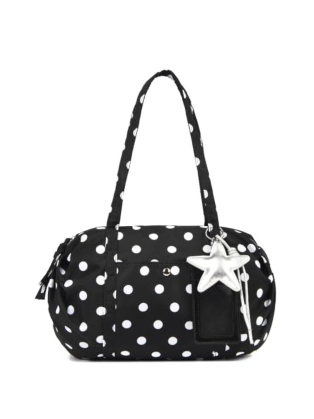 Slouchy Nylon Tote Bag Lightweight Polka Dot Shoulder Bag Fits 13in iPad Y2K